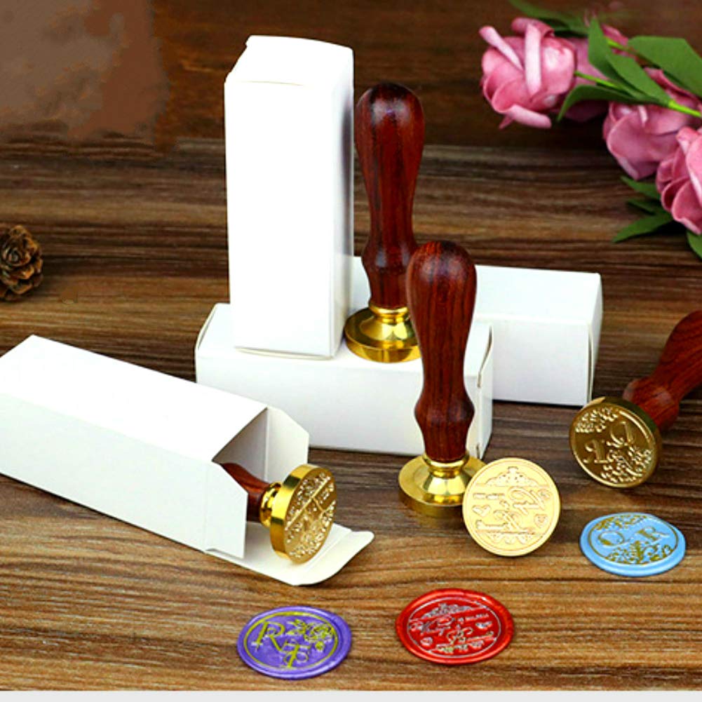 Wax Seal Stamp, Heart Wax Sealing Stamp with Removable Brass Head and Wooden Handle, 0.98" Diameter, 3.54" Length