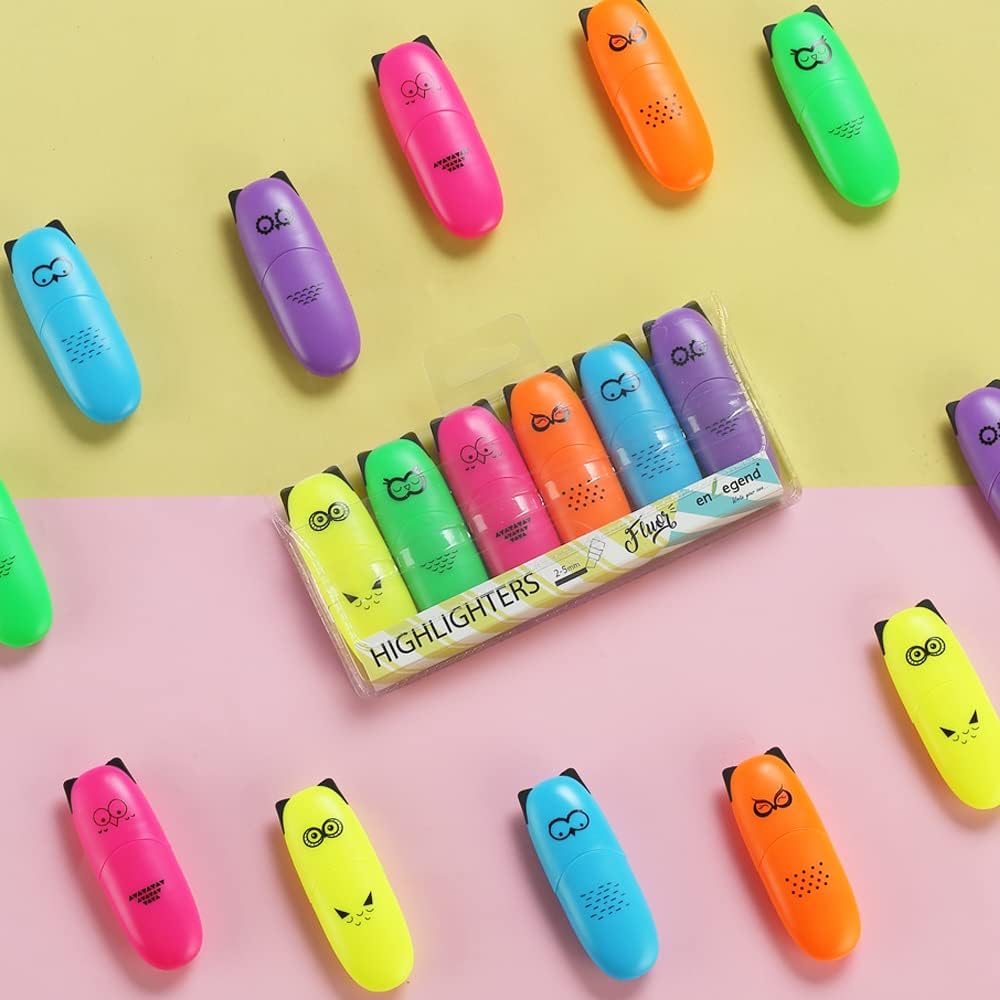 6 pieces Cute highlighters Bird Design Kawaii Stuffs Mini Highlighters Pen Neon Color Chisel Tip Gift Highlighter Marker - stocking stuffers - gift for kids