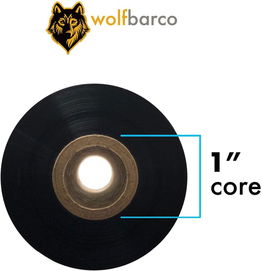 36 Rolls Wolfbarco 1.57" x 1476' (40mm x 450m) Black Standard Full Resin Thermal Transfer Ribbon Compatible with Zebra,TEC, INTERMEC,Citizen,TSC,GODEX,ARGOX Printers