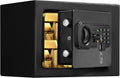 Small Mini Fire Safe Box for Home, 0.3 Cubic Feet Medication Lock Box, Security Money Safes with Digital Keypad, Spare Keys, Dorm Room Safe for Money, Jewelry, ID Documents