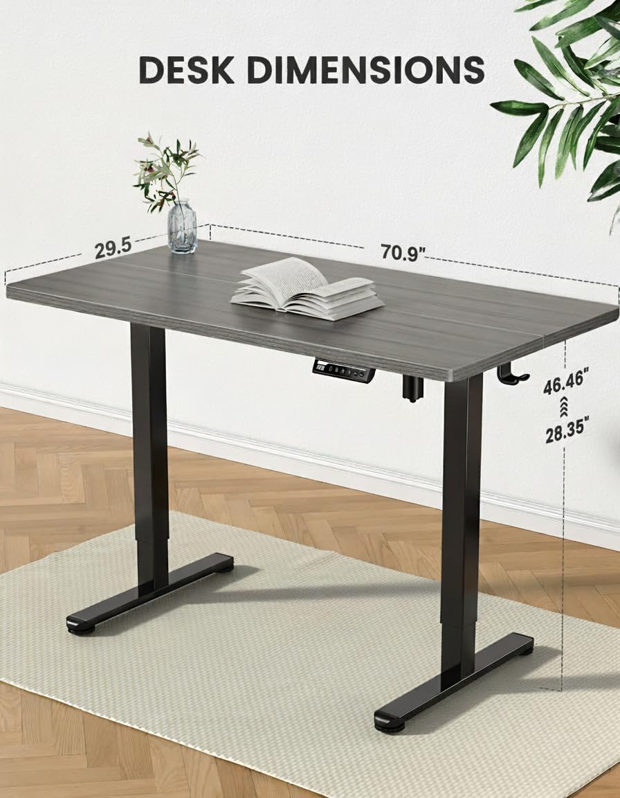 ErGear Electric 71 x 30 inch Standing Desk Workstation, Large Sit Stand up Desk, Memory Computer Home Office Desk, (Grey) Ships in One Box