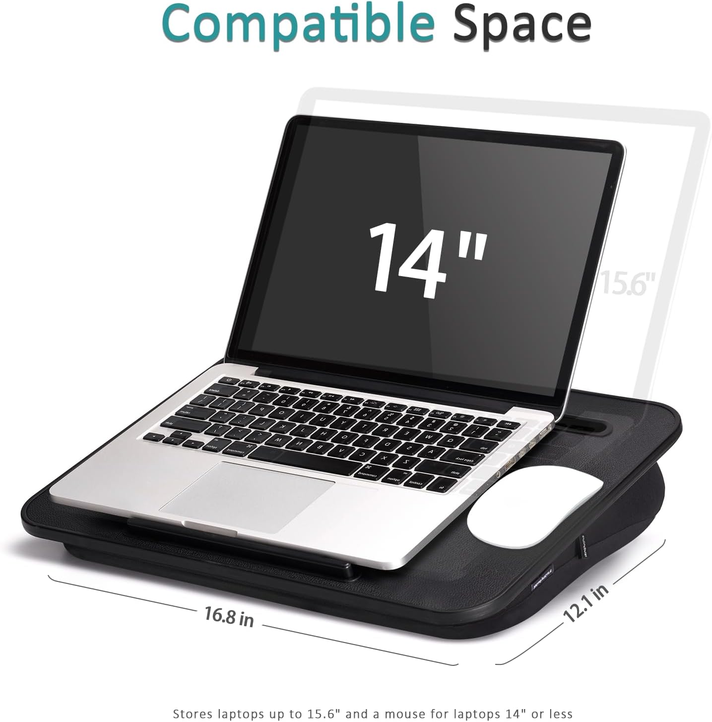 Istudyniture Lap Desk | Portable Laptop Desk & Stand – Fits Up to 15.6 inch – Washable Cushion, Built-in Phone Holder – for Bed, Couch, Sofa, Floor – Writing, Reading, Home Office – Small, Black