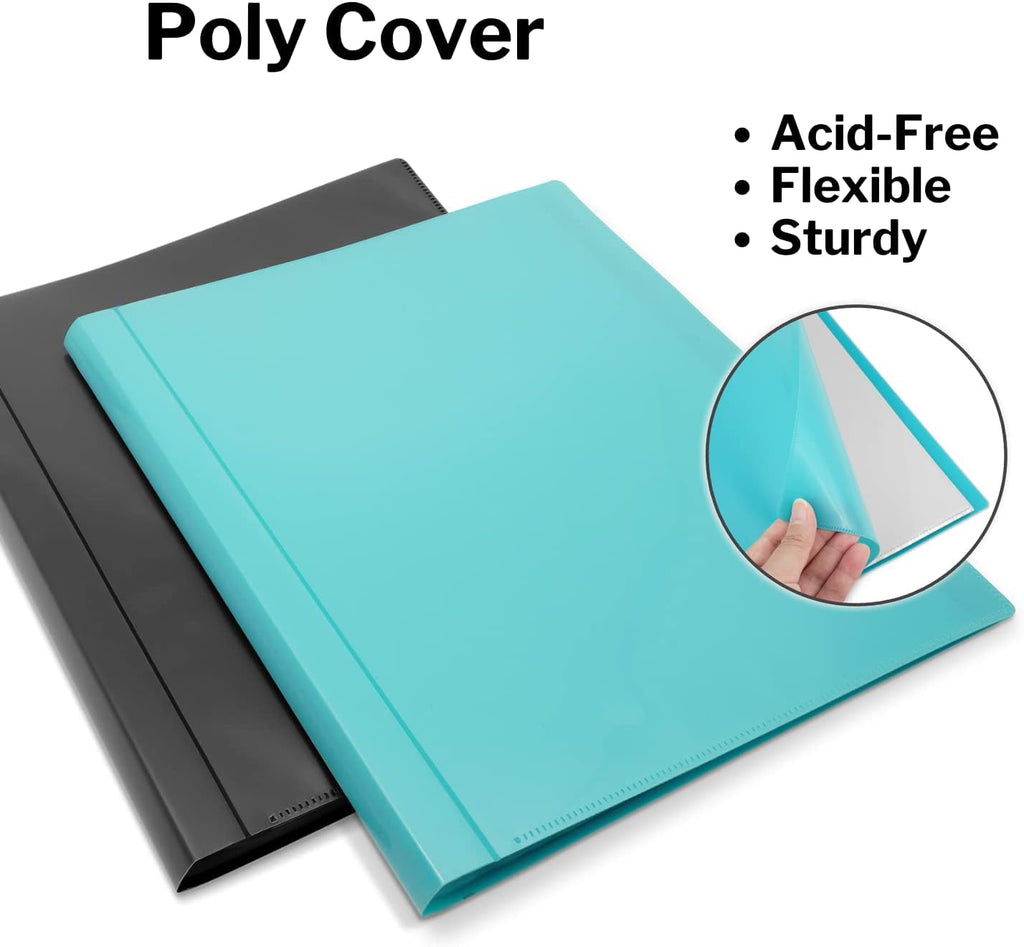 Dunwell Presentation Binder 12-Pocket, Displays 24 Pages, 8.5x11 Portfolio Binder with Plastic Sleeves, Storage and Organizer for Documents, Certificates, Projects, Photos (Aqua)