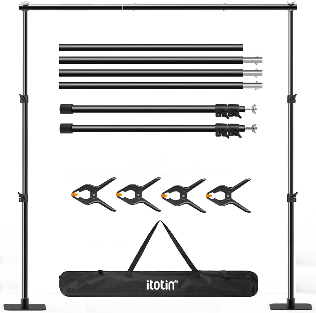 Backdrop Stand, 10×7ft Background Stand Backdrop Frame Banner Stand with Metal Flat Base, Multi-Purpose Stand for Party, Wedding Decoration, Photography