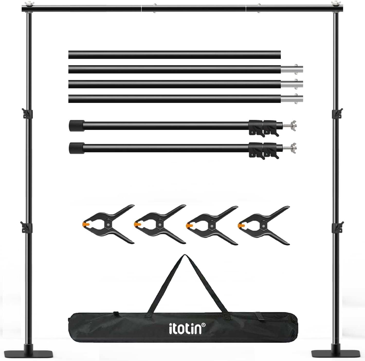 Backdrop Stand, 10×7ft Background Stand Backdrop Frame Banner Stand with Metal Flat Base, Multi-Purpose Stand for Party, Wedding Decoration, Photography