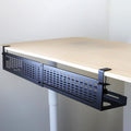 AEONS Under Desk Cable Management Tray Kit - Horizontal Adjustable up to 41” Removable C Clamp Mount Reversible Computer Cord Raceway and Modesty Panel for Large Desk, Black