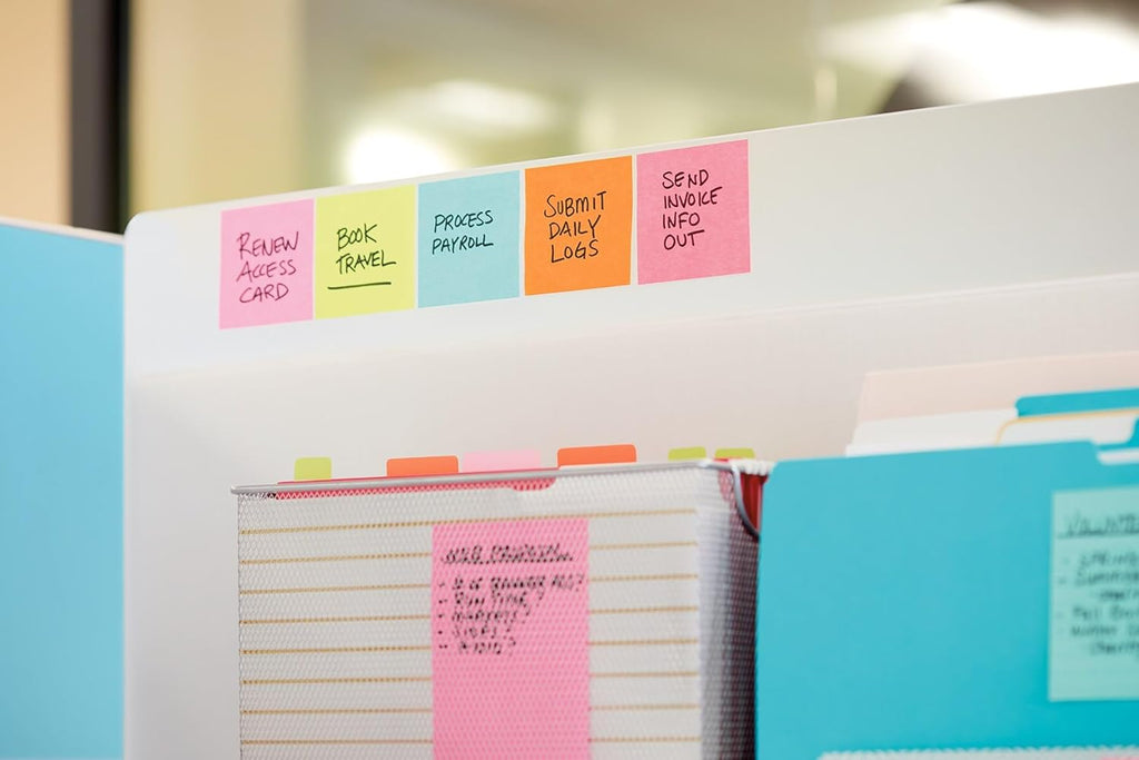 Post-it Super Sticky Notes, 24 Sticky Note Pads, 3 x 3 in., School Supplies, Office Products, Sticky Notes for Vertical Surfaces, Monitors, Walls and Windows, Supernova Neons Collection (Pack of 8)