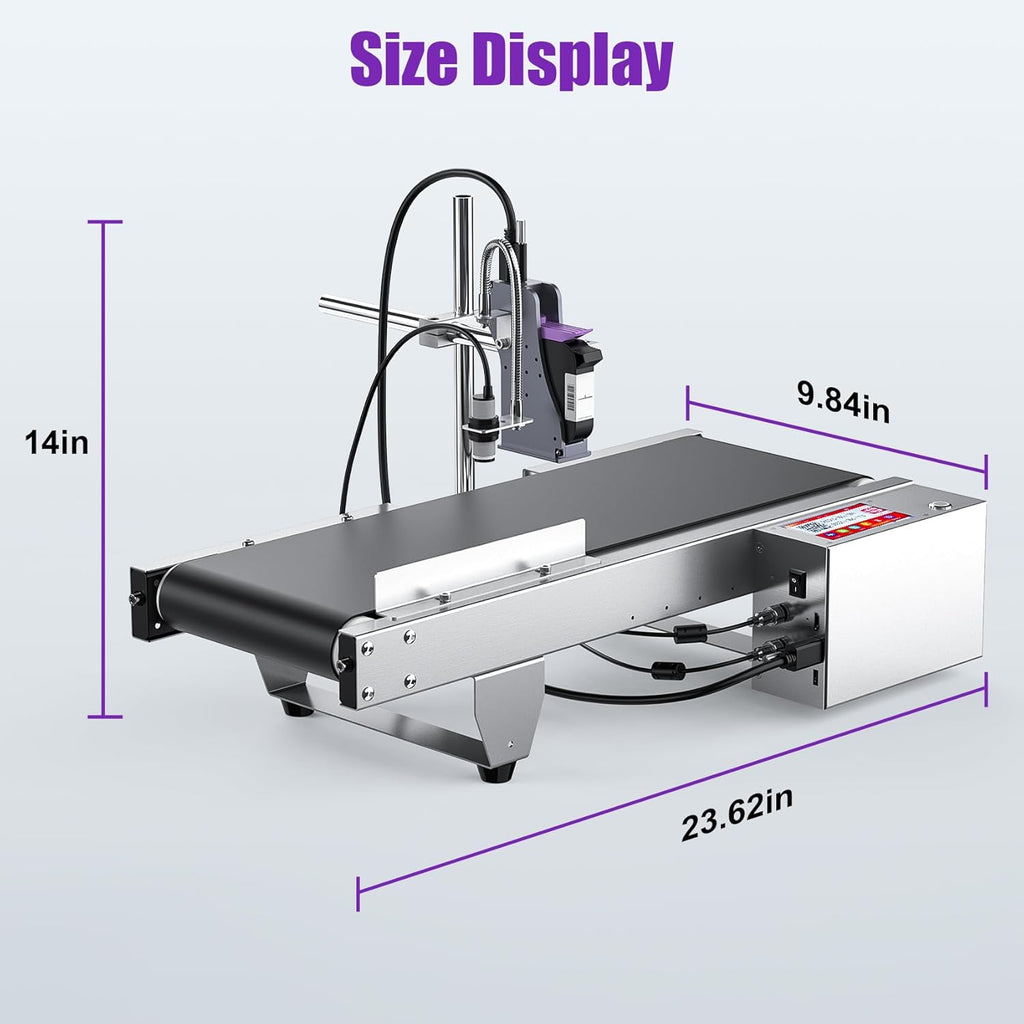 TIJ228 Inkjet Coding Machine with Mini Conveyor Belt, 2-12.7mm Industrial Online Inkjet Printer with 42ml Original Quick-Drying Ink for Expiry Dates,Batch Numbers,Barcodes,QR Codes,Logos,Labels