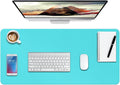 Boutilon Leather Desk Pad Protector,Non-Slip Mouse Pad,Laptop Desk Pad,Office Mouse Mat,Waterproof Leather Desk Blotter,Desk Writing Pad for Office and Home (L-Bright Blue,35"x 17")