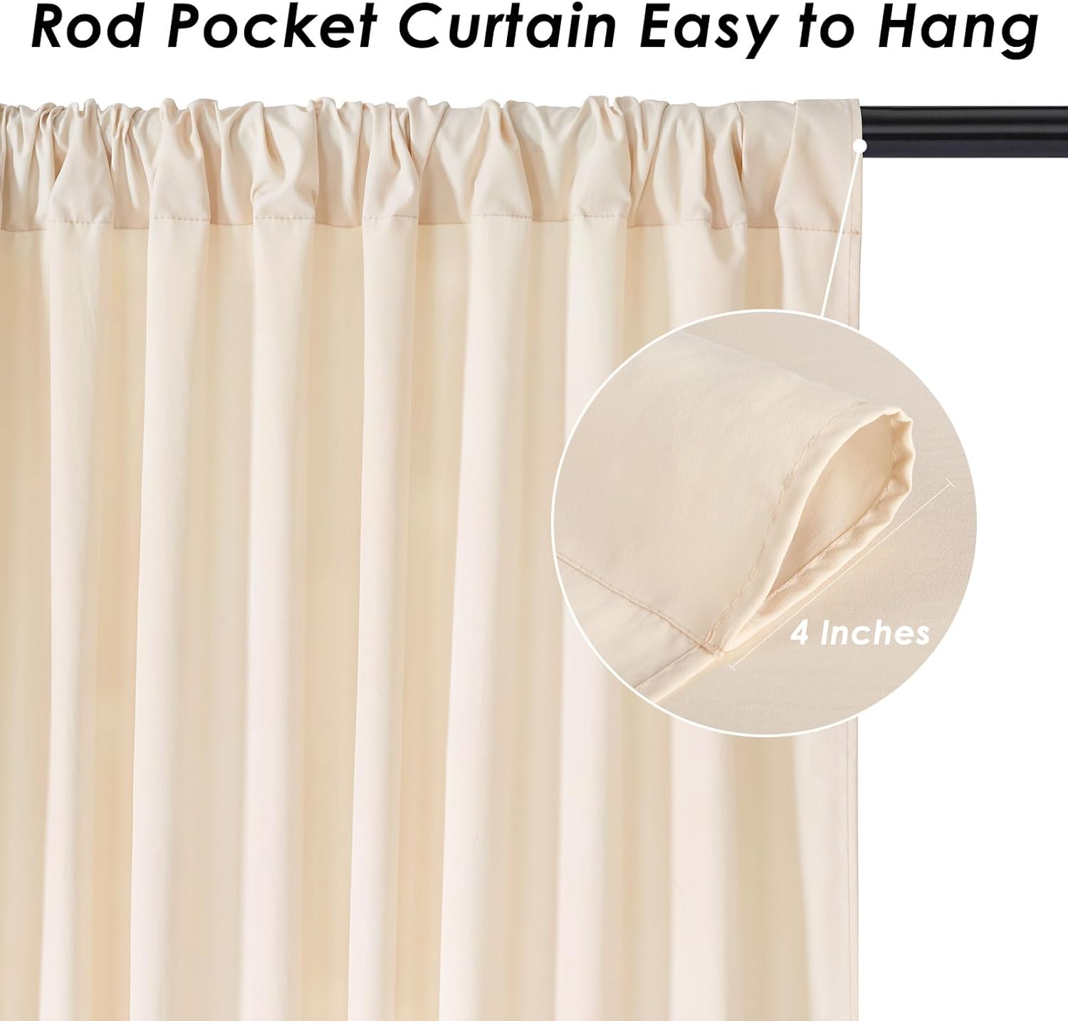Ivory Backdrop Curtains 2 Panel 5ft x 10ft Polyester Fabric Wedding Backdrops for Arch Party Stage Ceremony Photography Background Decoration