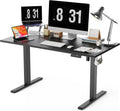 55x28 Inches Whole Piece Electric Standing Desk, Seamless One Piece Height Adjustable Sit to Stand up Desk for Home Office, Ergonomic Computer Workstation, Black