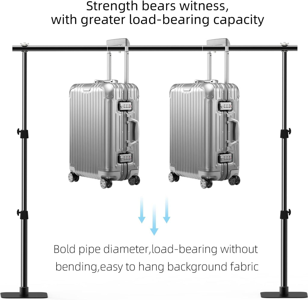 Pipe and Drape Backdrop Stand Kit, 6.5ft x 10ft Adjustable Photo Background Stands with Metal Flat Base for Photography, Birthday Parties, Wedding, Video Studio