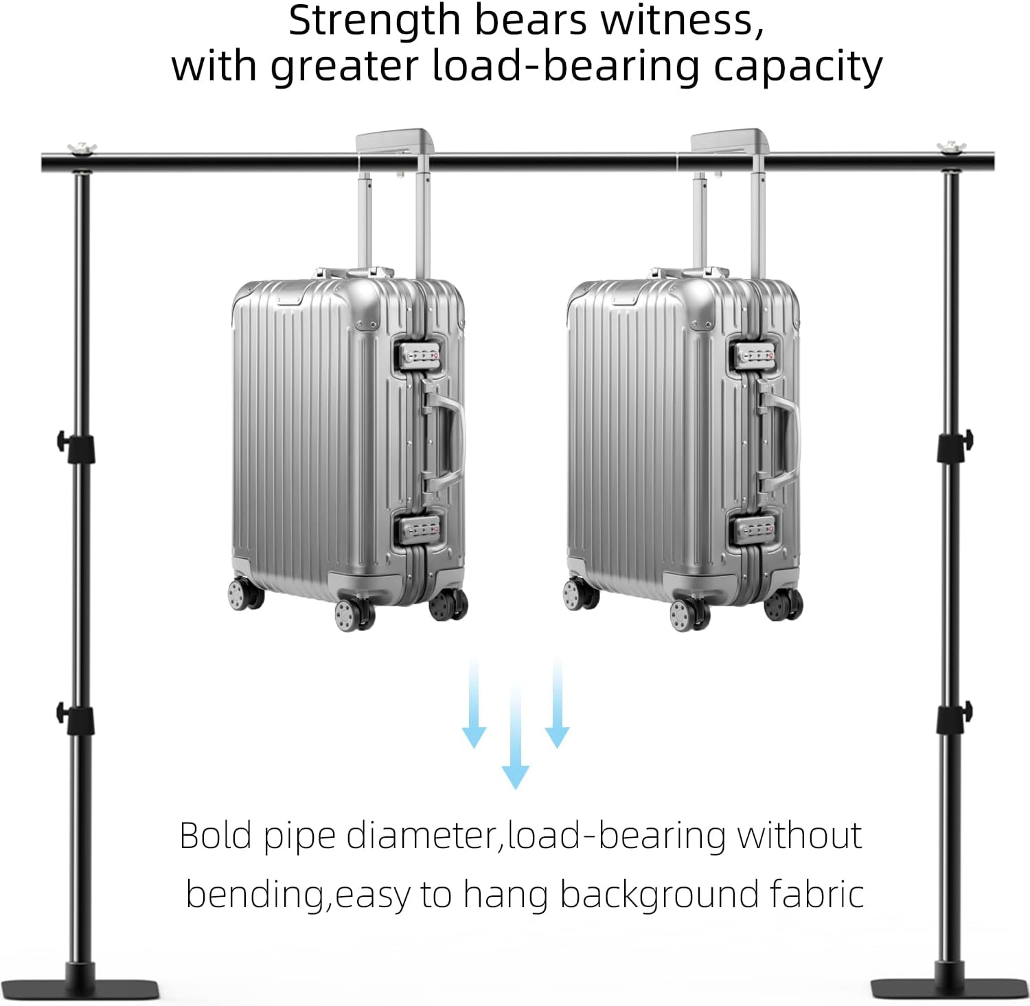 Pipe and Drape Backdrop Stand Kit, 6.5ft x 10ft Adjustable Photo Background Stands with Metal Flat Base for Photography, Birthday Parties, Wedding, Video Studio