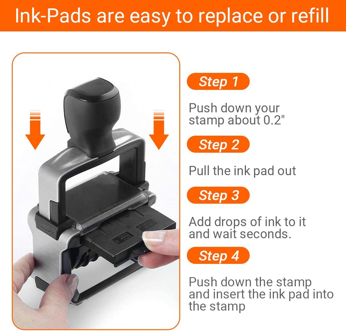 Custom Date Stamp with Personalized Text Logo Customized Self-Inking Rubber Dater Stamper for Received Paid Completed Emailed Posted Scanned Approved Heavy Duty Office Business Stamps, 4 Sizes