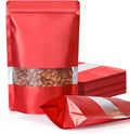 FireKylin 100 Pack Smell Proof Bags 5.9" x 8.6", Resealable Bags with Matte Window, Foil Pouch Stand Up Sealable Bags for Packaging（Red）