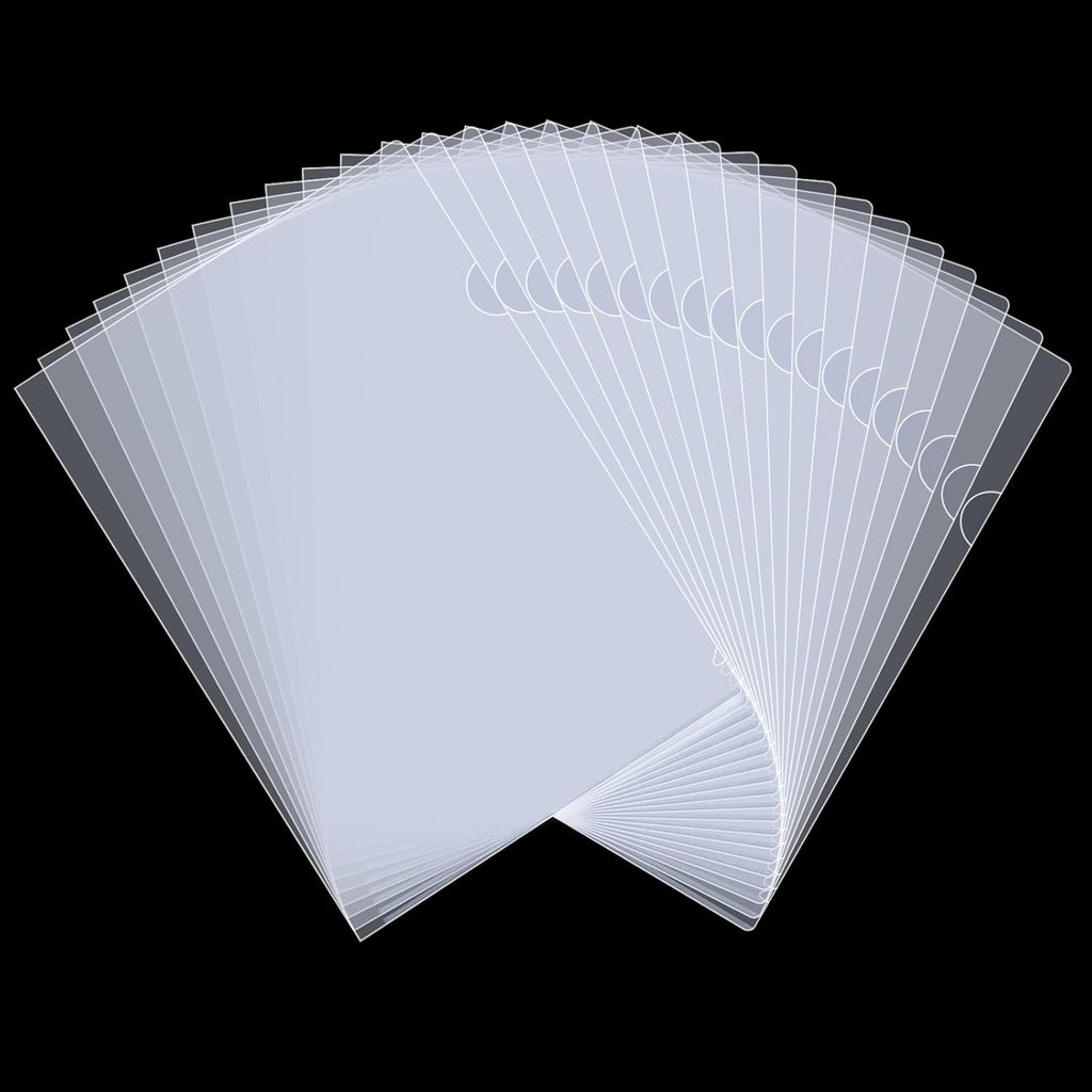 40PCS Plastic Clear Document Folders,L-Type Transparent Folder Project Pockets for A4/ Letter Size,18C (1.8mm) Thick