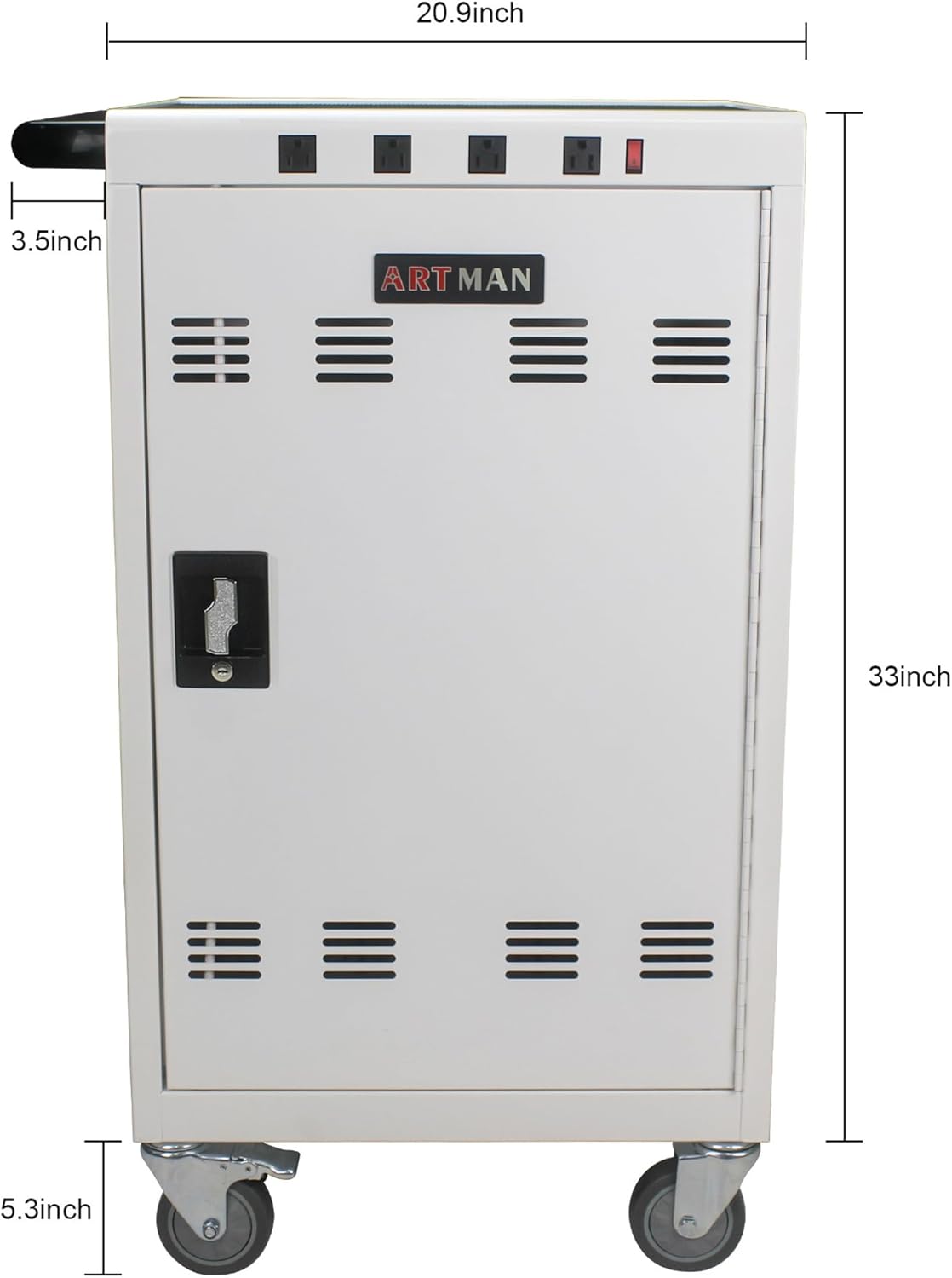 35-Device Mobile Charging Cabinet, Lockable, Up to 16.3" Screen, Tablet Laptops & Chromebooks, White