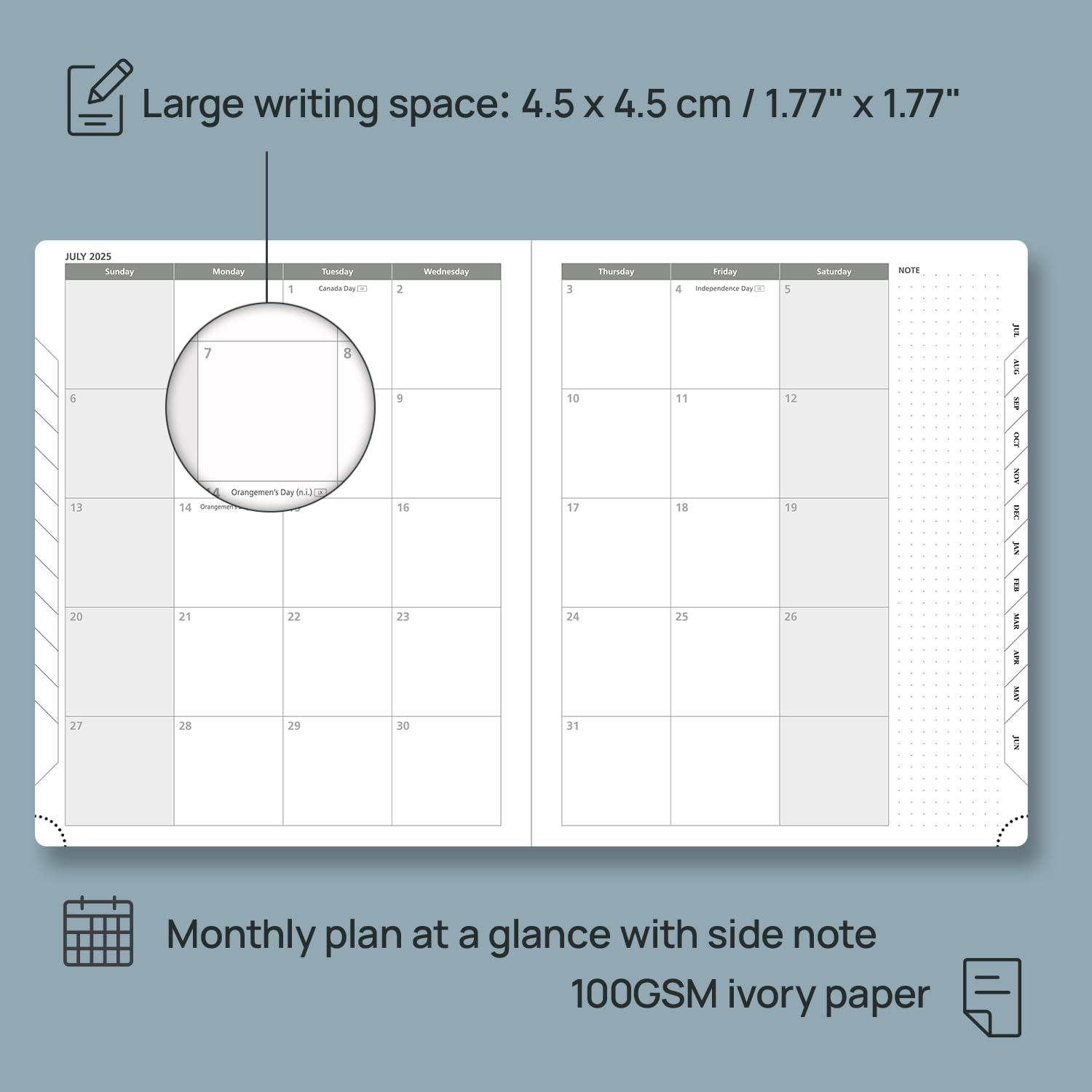 POPRUN Planner 2025-2026 (Large 8.5''x 10.5''), Horizontal Weekly Notebook Jul.2025 - Jun.2026, Academic Appointment Book with Monthly Tabs, Leather Hardcover, Inner Pocket, 100 GSM - Navy Blue