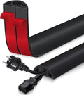 Floor Cord Cover for Wires on Floor Self Adhesive Cord Hider Floor Cable Management Wire Covers for Cords Protector Prevent Cable Trips Cord Cavity W 0.51" x H 0.31", Black, 10Ft