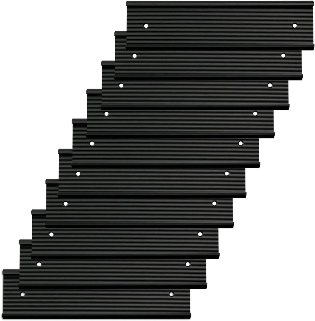 10 Pack Aluminum Name Plate Holders for Door or Wall, 2” x 8” Office Wall Mount Name Plate Holder with Textured Design and Double Sided Tape, for Office, Business, Meeting Room (Black)