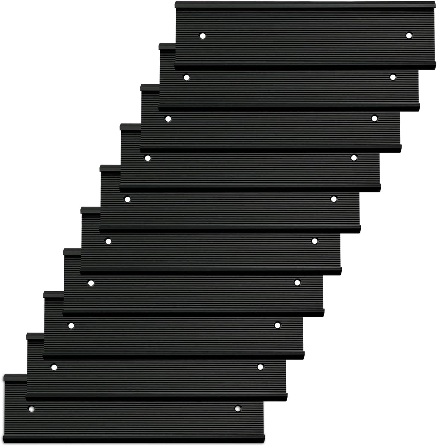 10 Pack Aluminum Name Plate Holders for Door or Wall, 2” x 8” Office Wall Mount Name Plate Holder with Textured Design and Double Sided Tape, for Office, Business, Meeting Room (Black)