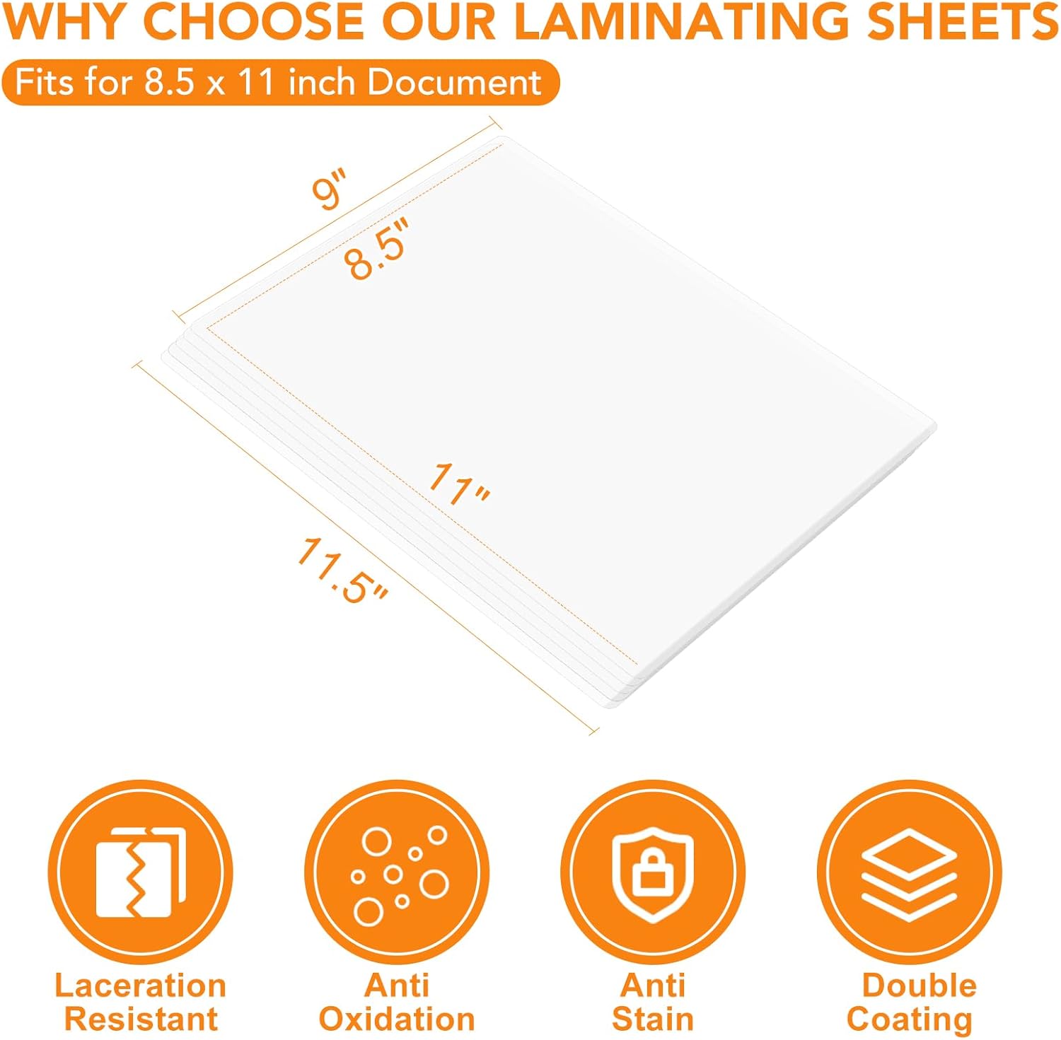 CAREGY Thermal Laminating Pouches, 300 Pack Laminating Sheets, 3 Mil, 9 x 11.5 Inches Lamination Sheet Paper for Laminator, Clear, Letter Size, Office and School Supplies