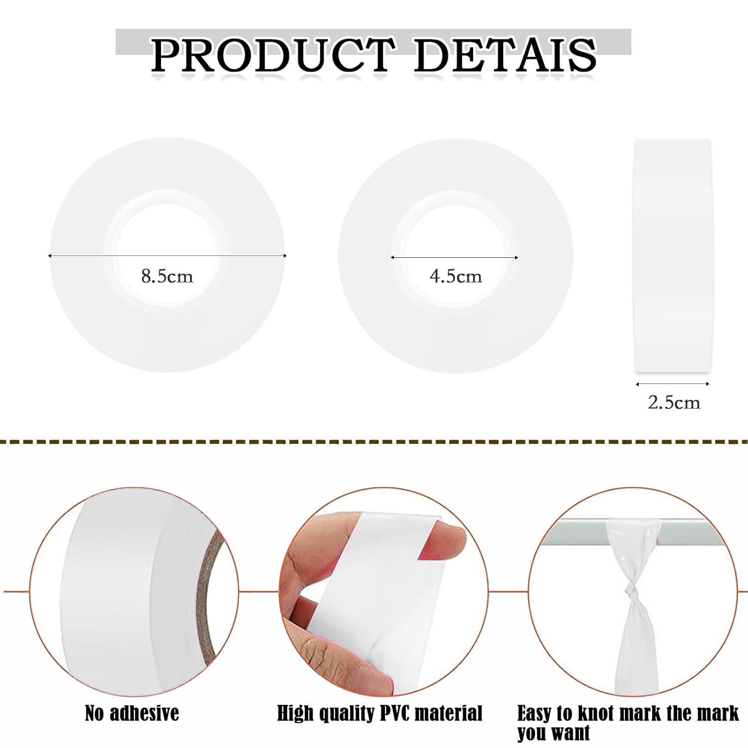 10 Pack White Flagging Tape, Non-Adhesive Plastic Ribbon Neon Marking Roll,1inch*2000ft, Marking Tape for Tree Marking, Hunting, Boundaries and Hazardous Areas,Trail Marking