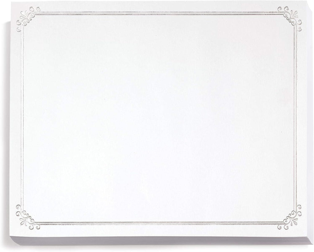 PaperDirect Silver Foil on White Simple Border Specialty Certificates, 8½ x 11, 50 Count, Certificates And Awards Paper, For School, Work, Diplomas & Award Certificates
