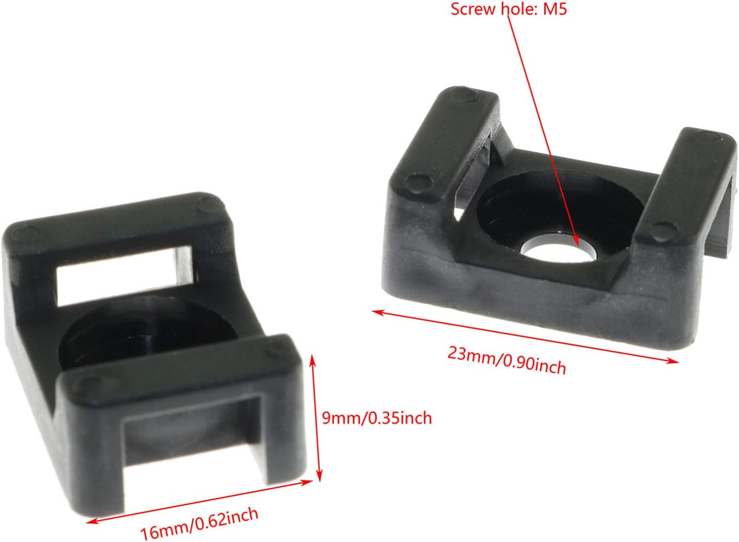 DGZZI Cable Tie Mount 100PCS 23 x 16 x 9mm Screw Type Saddle Shape Cradle Mounts Bases Clips Cable Holder Black