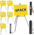 6 Pack Easel Stand for Sign - 63 Inches Display Easel for Wedding Sign & Poster - Lightweight Portable Floor Easel for Picture - Adjustable Poster Easel with Carrying Case, Black