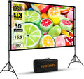 TOWOND Projector Screen with Stand, 100 inch Outdoor Projector Screen Portable Indoor Projection Screen 16:9 4K Rear Front Movie Screen with Carry Bag for Home Backyard Theater
