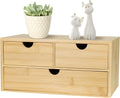 Bamboo Desk Organizer, 3 Drawer Desktop Organizer, Tabletop Storage Organization Box for Bills, Countertop, Home Office Supplies