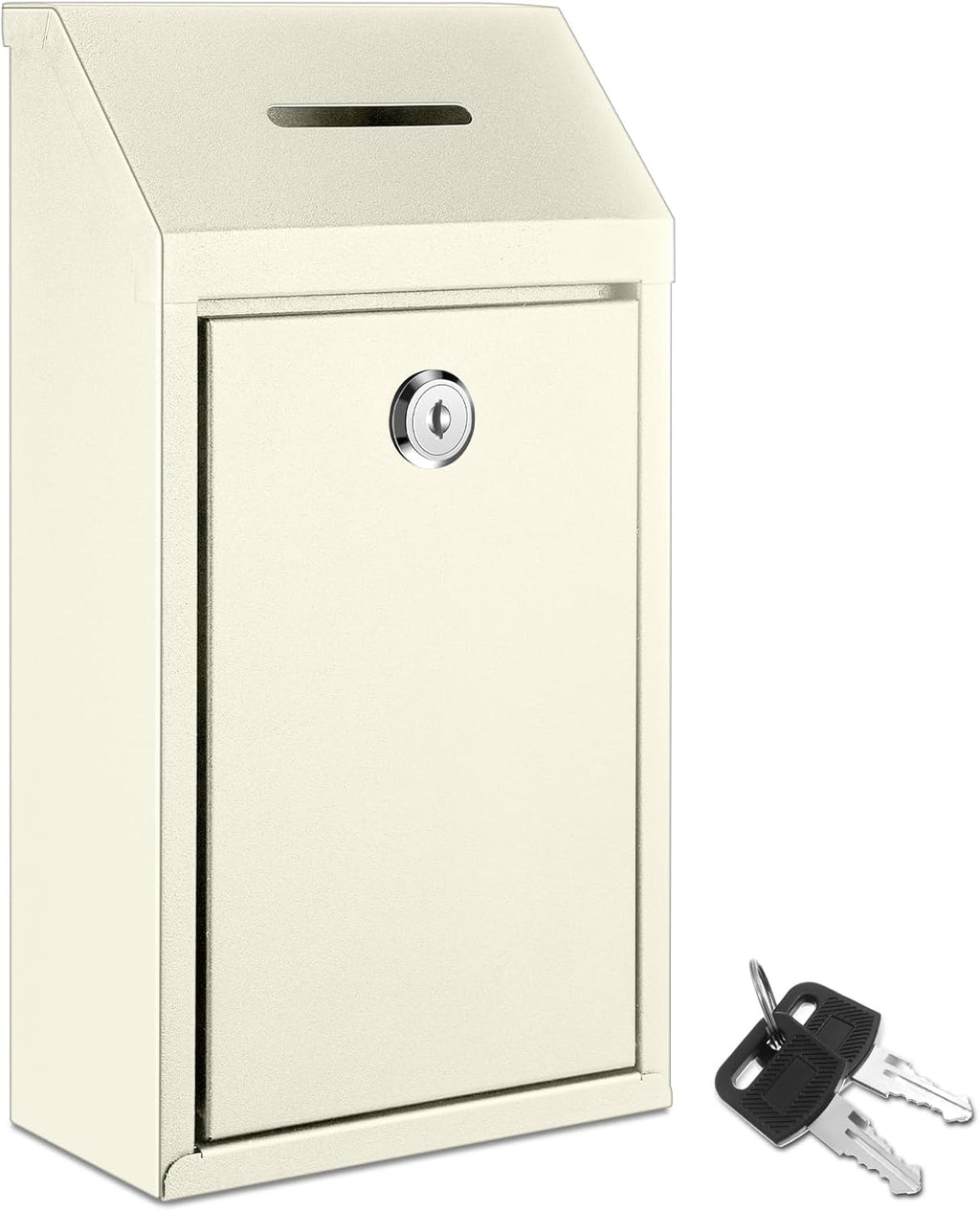 Metal Donation Cash Box Collection Safe Suggestion Box with Lock Wall Mounted Mailbox Delivery Ballot Container for Home Office Outdoor Door