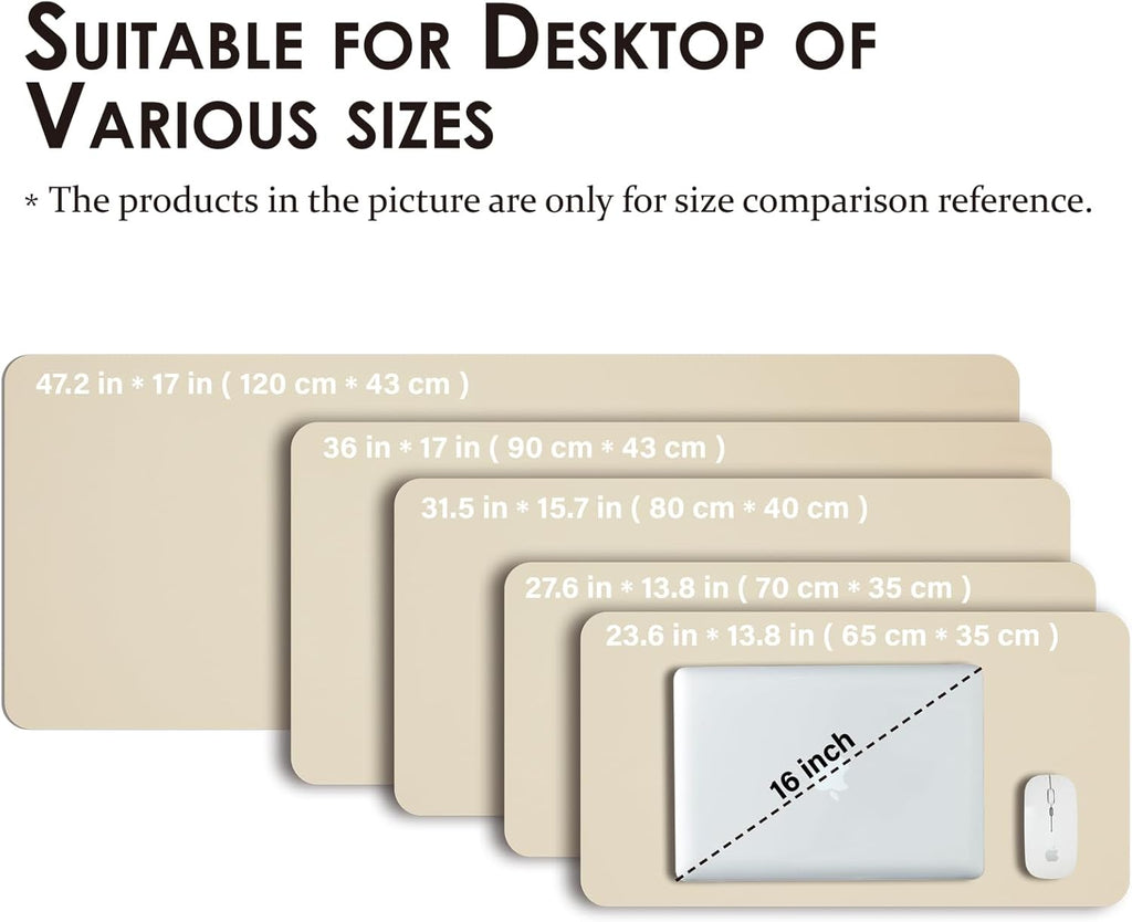 Large Desk Mat - 47.2"x 17" Non-Slip PU Desk Pad for Office and Home - Ideal for Large Mouse Pad and Desk Mats on Top of Desks(Beige)