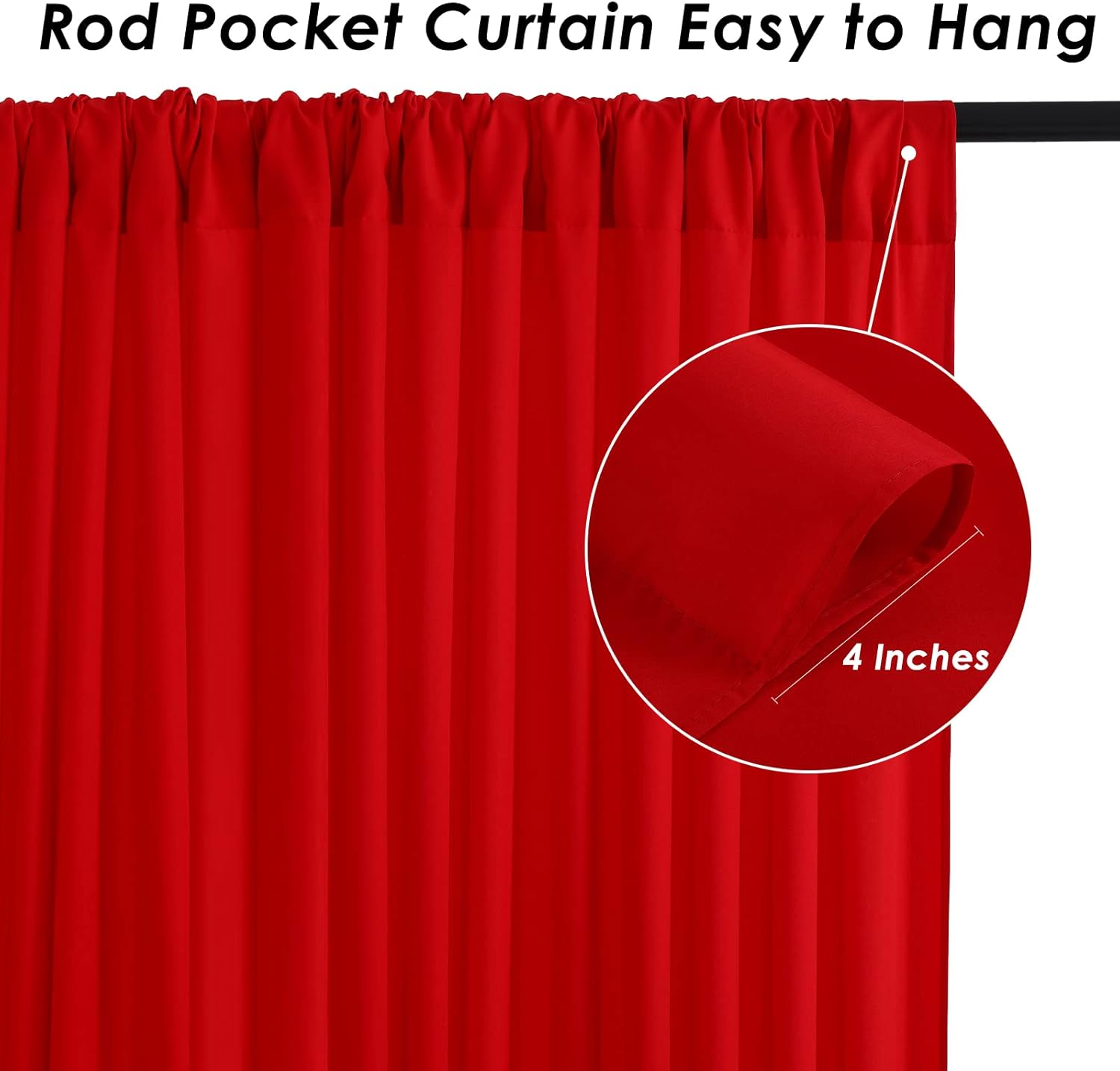 Red Backdrop Curtains 30ft x 10ft: Polyester Photography Backdrop Drapes - Wedding Party Christmas Backdrop Decorations