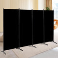 4 Panel Folding Privacy Screens, 6 FT Tall Wall Divider with Metal Frame, Freestanding Room Divider for Office Bedroom Study (4 Panel, Black)