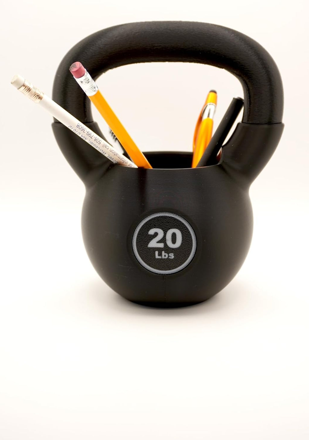 Fitness-Themed Office Desk Set, 3-Piece Dumbbell Business Card Holder, Pen Holder, Black