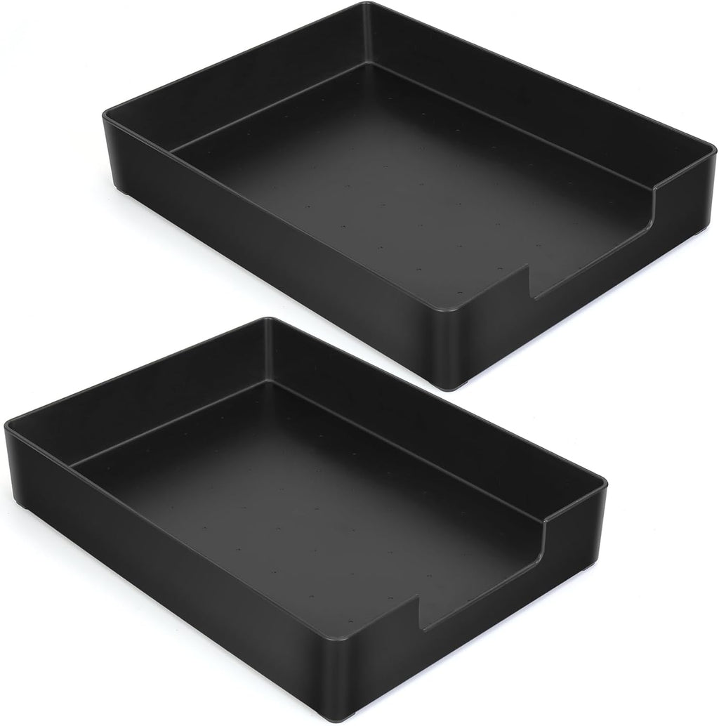 Letter-Size Tray, 2PCS Plastic Stackable A4 Paper Tray, Desk Drawer Organizer, Multi-use Large Storage Basket for Office Home Supplies,13 x 9.6 inch