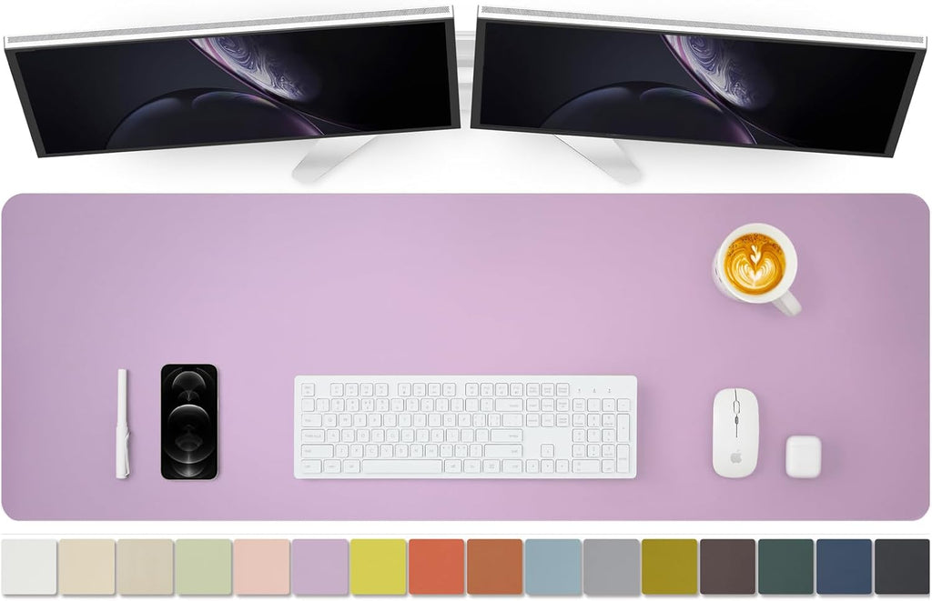 Large Desk Mat - 47.2"x 17" Non-Slip PU Desk Pad for Office and Home - Ideal for Large Mouse Pad and Desk Mats on Top of Desks(Purple)