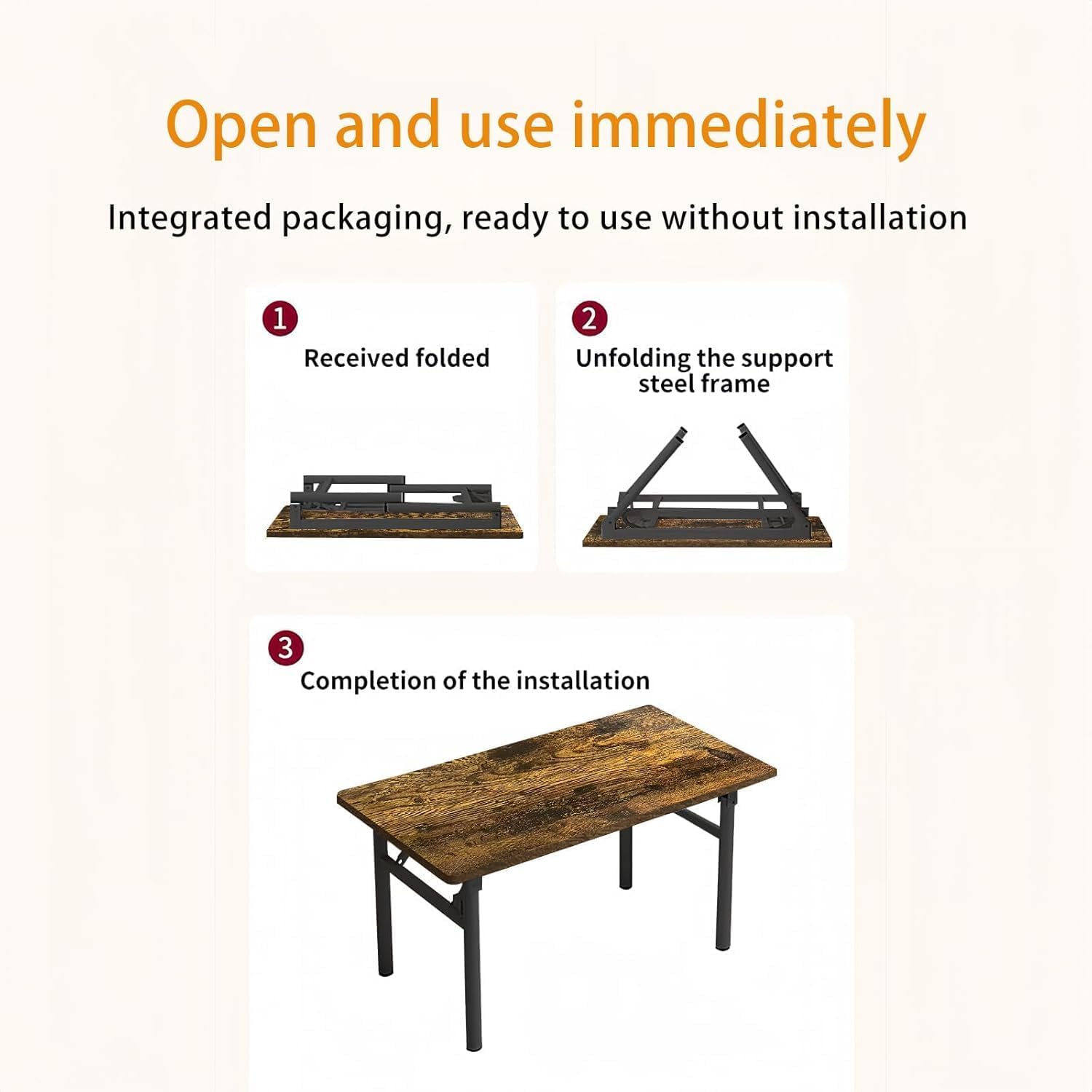 Small Folding Desk No Assembly,39.4 Inch Folding Computer Desk Small Foldable Table for Home Office.
