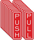 All Quality Classic Vertical Push Pull Door Signs - Great for Glass Doors | Professional Looking Signs | Easy Installation Includes Double-Sided Foam Adhesive Tape (Red) - Small (10 Pack)