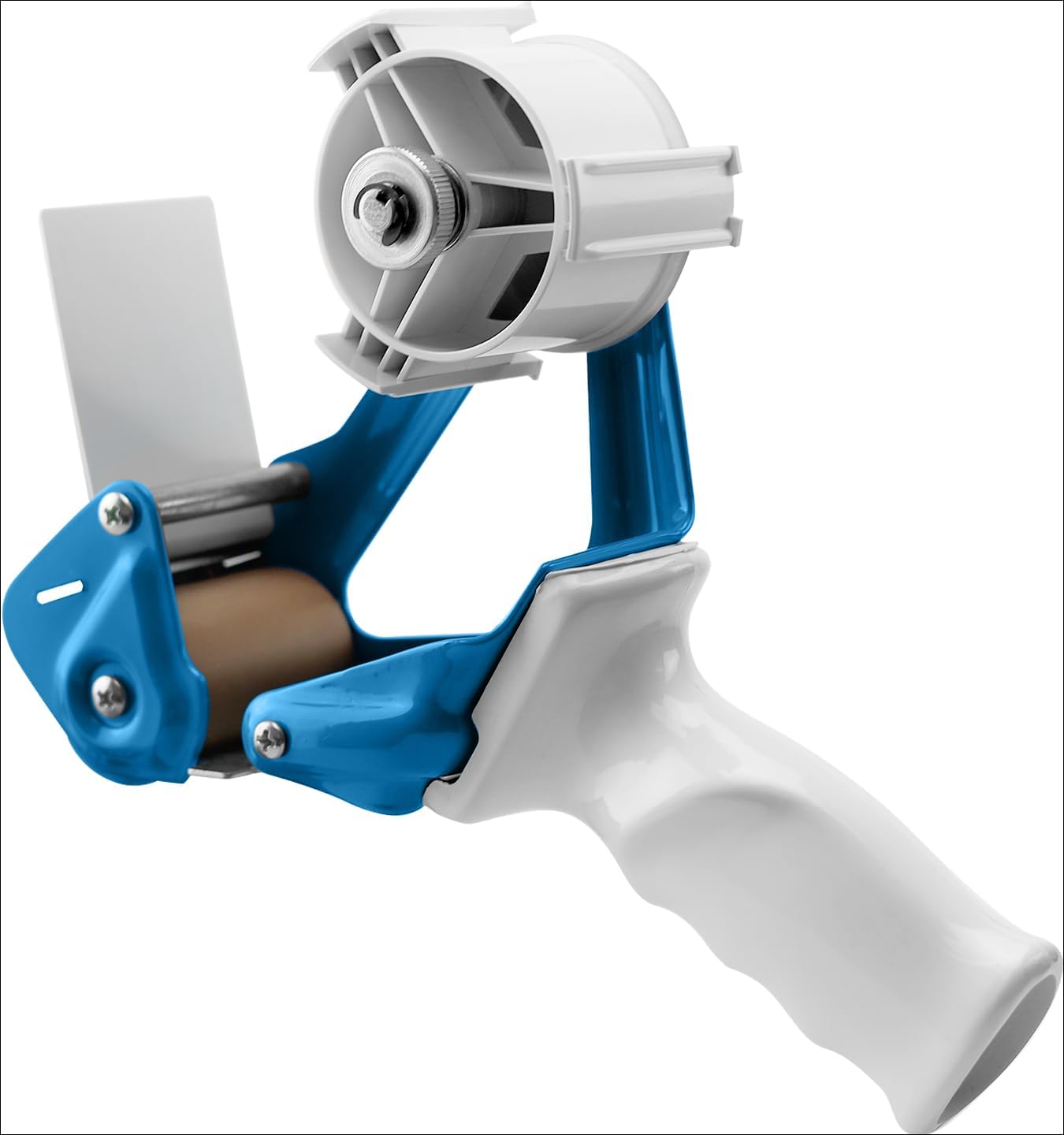Heavy Duty Metal Frame Tape Gun - 3 Inch Core with Special Ergonomic Handle - Packing Tape Dispenser with Premium Tempered Steel Blade for 2" Tape Rolls