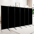 6 Panel Folding Privacy Screens, 6 FT Tall Wall Divider with Metal Frame, Freestanding Room Divider for Office Bedroom Study (6 Panel, Black)