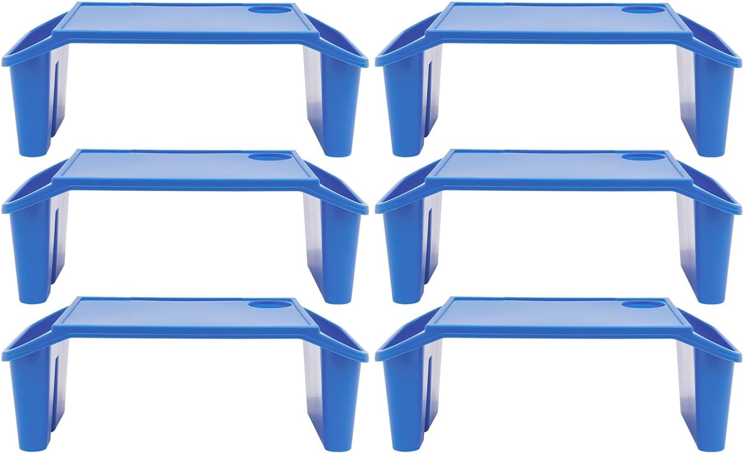 6 Pack Kids Lap Desk Tray with Storage Slots, Portable Lap Desk, Activity Tray, Drawing, Stackable, Writing, Eating, Classroom, 19.69" L x 9.84" W x 7.1" H (Blue)