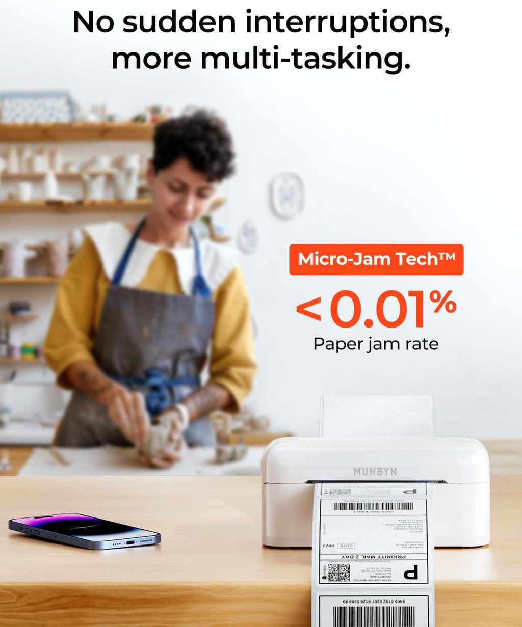 MUNBYN Bluetooth Thermal Label Printer RealWriter RW402B, 4x6 Shipping Label Printer for Small Business, Compatible with Android, iPhone and Windows, Mac, Chromebook, Ebay, USPS, FedEx, Shopify