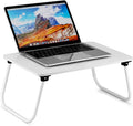Folding Lap Desk, Ruxury Laptop Stand Bed Desk Table Tray, Breakfast Serving Tray, Portable & Lightweight Mini Table for Sofa Couch Floor - White
