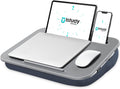ISTUDYNITURE Portable Lap Desk with Cushion, Fits up to 15.6 inch Laptop, Laptop Stand with Device Ledge and Phone Holder, for Home Office (Grey, Small)