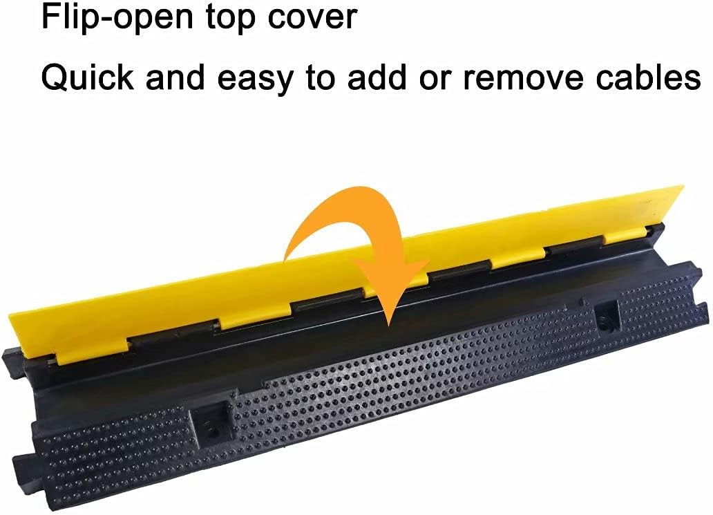 Rubber Cable Ramp Cord Cover Cable Protector Ramps Wire Hose Protective 1 Channel 22000Lbs Load Capacity Traffic Speed Bump for Asphalt Concrete Gravel Driveway Indoor Outdoor, 5 Pack