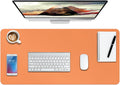 Boutilon Leather Desk Pad Protector,Non-Slip Mouse Pad,Laptop Desk Pad,Office Mouse Mat,Waterproof Leather Desk Blotter,Desk Writing Pad for Office and Home (S-Orange,24"x 14")