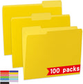 100 Packs Yellow File Folder,1/3-Cut Tabs,File Folders Letter Size,8.5x11 Inch File Folders for Office,School and Home,Folders for Documents